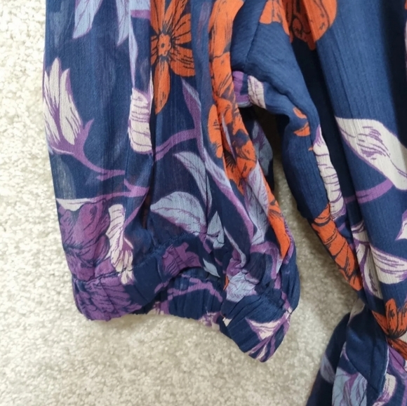 Koko Lovedrobe Chiffon Wrap Top Womens Size 20 Blue Purple Floral V Neck Lined - Picture 7 of 7